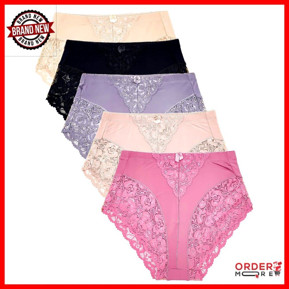 Plus Size Light Control Briefs 5 Pack High Waisted Tummy Flattening Panties